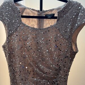 TAHARI Elegant Sequin Cap Sleeve Dress